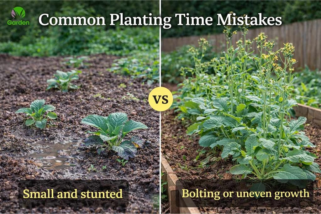 Common planting time mistakes with brassicas including stalled growth and bolting