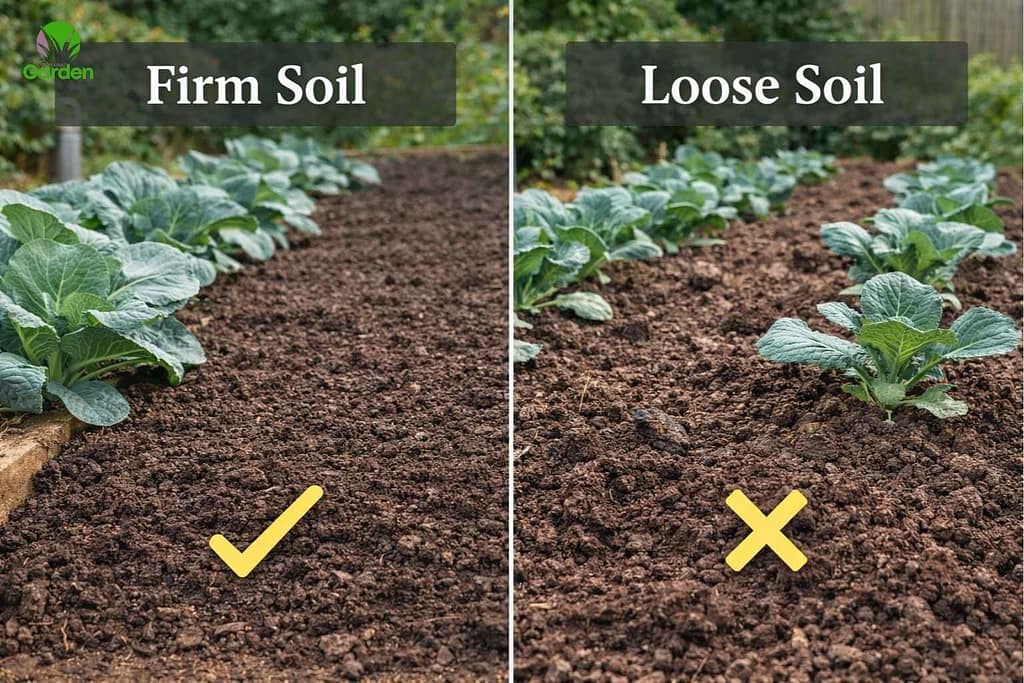 Firm soil compared with loose soil when preparing beds for brassicas in a UK garden